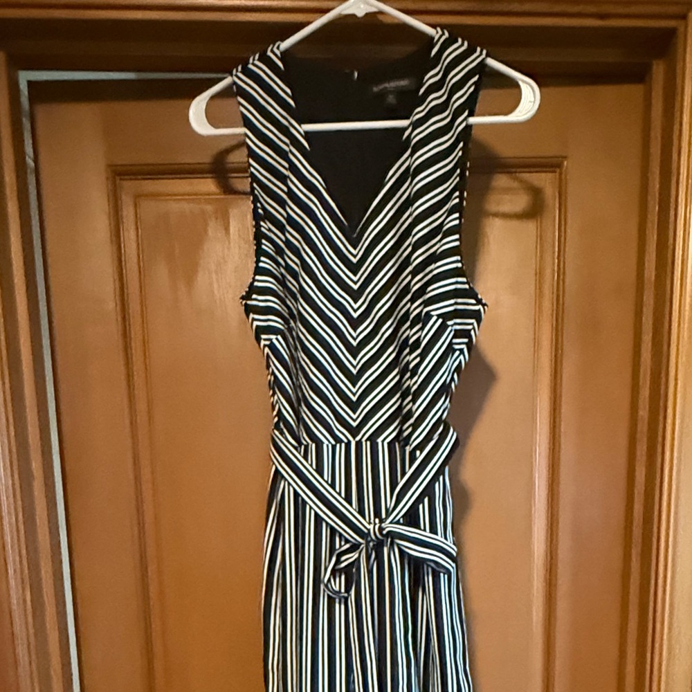 Banana Republic Black and White Striped Pant Suit